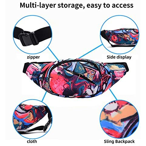 Palay Waist Pack Bag, Chest Shoulder Fanny Pack Pouch With 4-Zipper Pockets,Adjustable Belt