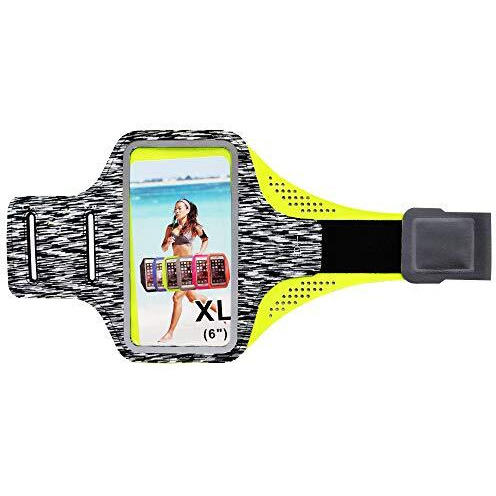 Humble Cell Phone Armband For All Iphone And Android Smartphones Phone Arm Holder Touchable Screen For Gym Running And Aerobics, Cycling With Extra Compartments (Grey Camouflage And Neon)