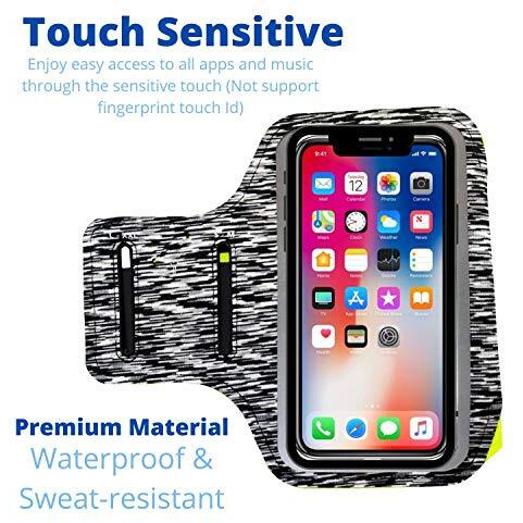 Humble Cell Phone Armband For All Iphone And Android Smartphones Phone Arm Holder Touchable Screen For Gym Running And Aerobics, Cycling With Extra Compartments (Grey Camouflage And Neon)