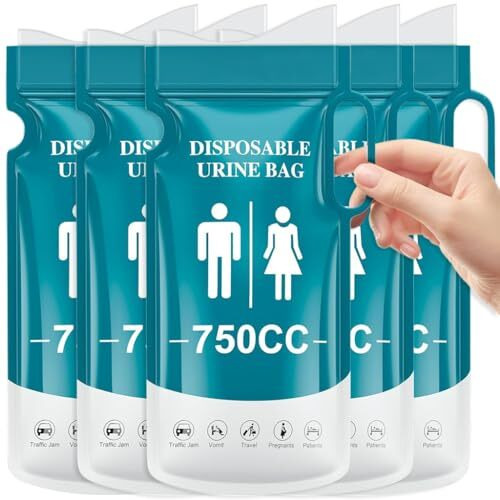 Proberos 5Pcs Urine Bags Unisex Disposable Pe Urine Bags With Handle 750Cc Capacity Ziplock Leaking Proof Urine Bags For Men Women Emergency Urine Bags For Outdoor, Driving, Camping, 13X27Cm