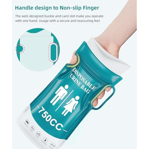 Proberos 5Pcs Urine Bags Unisex Disposable Pe Urine Bags With Handle 750Cc Capacity Ziplock Leaking Proof Urine Bags For Men Women Emergency Urine Bags For Outdoor, Driving, Camping, 13X27Cm