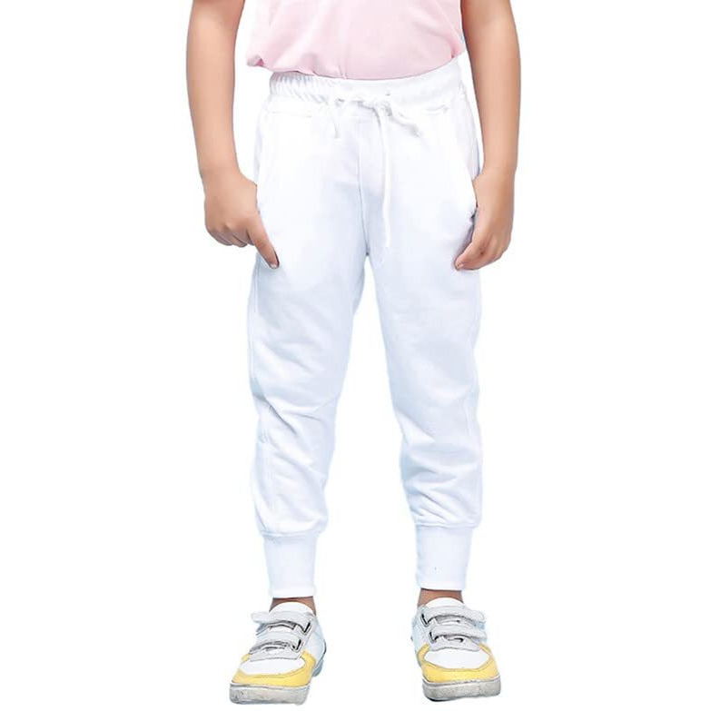 Nusyl Boy's Solid Printed Trackpants |Regular Fit Joggers For Boys|Stylish Boys Lower|Boy's Casual Lower Activewear Trousers|Track Pant With Two Side Pockets| White