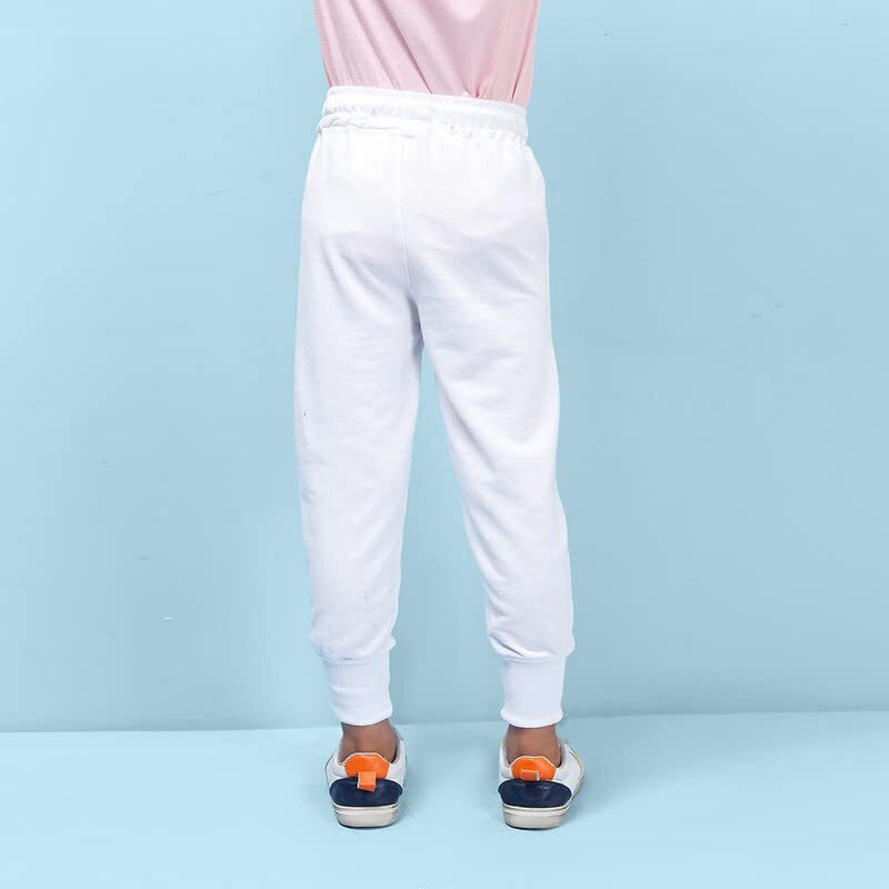 Nusyl Boy's Solid Printed Trackpants |Regular Fit Joggers For Boys|Stylish Boys Lower|Boy's Casual Lower Activewear Trousers|Track Pant With Two Side Pockets| White