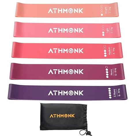 Athmonk Mini Loop Resistance Band For Workout For Men Women - Leg Exercise Fitness Band Hip Glute - Thera Band For Physiotherapy Yoga Pilates Stretching - Gym Rubber Elastic Band - Set Of 5, Peachy