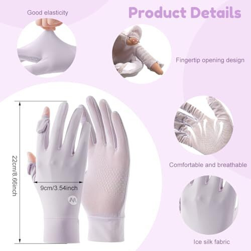 Sannidhi Hand Gloves For Sun Protection Gloves For Women Bike, Upf 50+ Uv Protection Ice Cool Driving Gloves For Women, Breathable Mesh Summer Gloves For Golfing, Sports (Purple)