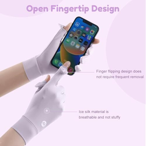 Sannidhi Hand Gloves For Sun Protection Gloves For Women Bike, Upf 50+ Uv Protection Ice Cool Driving Gloves For Women, Breathable Mesh Summer Gloves For Golfing, Sports (Purple)