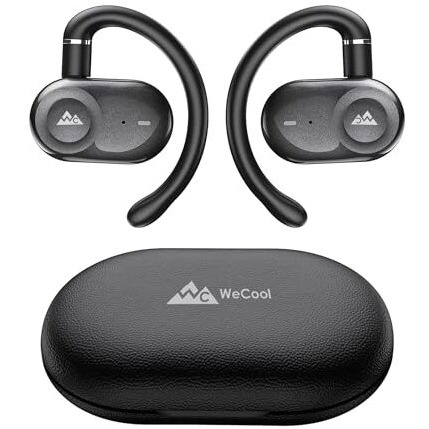 Wecool Moonwalk M3 Open Ear Earbuds Wireless With Multi-Angle Adjustment, Bluetooth 5.4 Ows Earphones With Call Noise Reduction, Ear Safe Headphones With Mic, 80Hrs Playback, Ip55 Waterproof (Black)