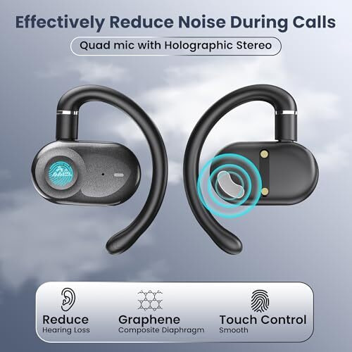 Wecool Moonwalk M3 Open Ear Earbuds Wireless With Multi-Angle Adjustment, Bluetooth 5.4 Ows Earphones With Call Noise Reduction, Ear Safe Headphones With Mic, 80Hrs Playback, Ip55 Waterproof (Black)