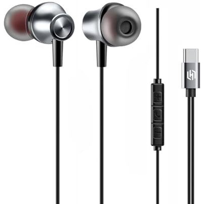Humble Wired Earphones With Mic For Type-C Port, 10Mm Dynamic Drivers For Enhanced Bass, In-Line Controls For Volume And Calls, 1.2M Tangle Free Silicone Cable, Wide Compatibility, Metal Alloy Body