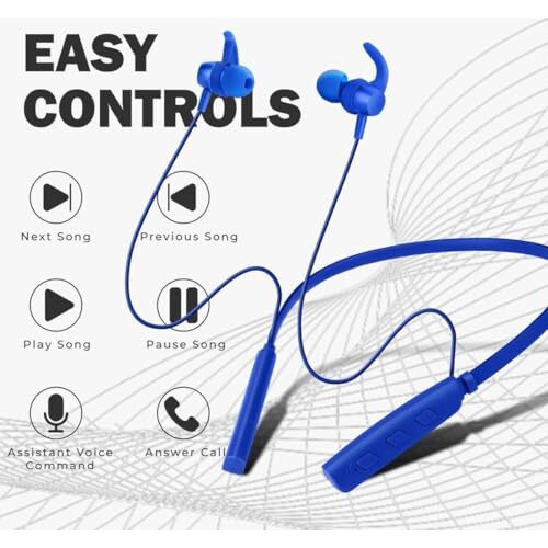 Bouncefit Bluetooth Wireless Neckband, 35 Hours Continuous Playback Battery, Fast Charge, Ipx7, Dual Pairing, Low Latency, Active Noise Cancellation, Magnetic Earbuds With Mic Earphones (Blue)
