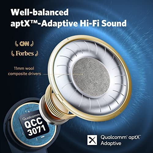 Earfun Air Pro 3 Noise Cancellation Earbuds Anc Wireless 2023 Vgp Gold Award, Qualcomm Aptx Adaptive Sound, 6 Mics Cvc 8.0 Enc, Bluetooth 5.3, Multipoint Connection(Black)