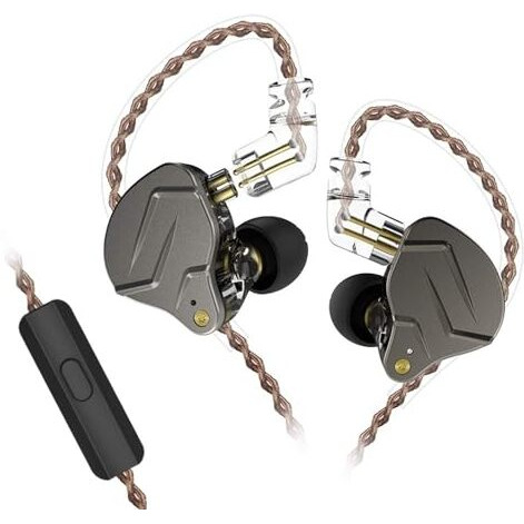 Concept Kart Pro Hifi In Ear Monitor Earphone Bass Sound Iem Headphones Noise Cancelling Earphone With Mic 0.75 Mm 2 Pins Detachable Cable For Phone Android Mp3 Mp4 Music, Grey