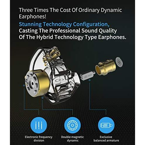 Concept Kart Pro Hifi In Ear Monitor Earphone Bass Sound Iem Headphones Noise Cancelling Earphone With Mic 0.75 Mm 2 Pins Detachable Cable For Phone Android Mp3 Mp4 Music, Grey