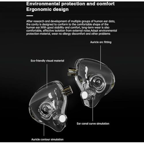 Nd Venus In-Ear Monitor Earphones With Mic, Dynamic Drive Hifi N52 Rubidium Magnet Diaphragm Wired Iem, 0.75Mm 2Pin Connector, Detachable Ofc Cable, Usb C Jack (Type-C With Mic (Crystal))