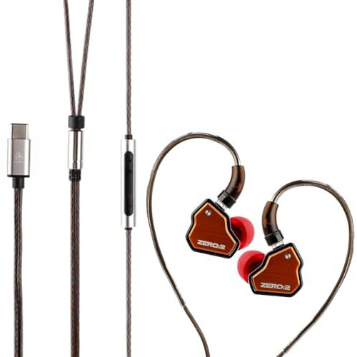 Concept Kart 7Hz X Crinacle Zero 2 In Ear Monitor, Updated 10Mm Dynamic Driver Iem, Wired Earbuds Earphones, Gaming Earbuds, With Ofc Iem Cable For Musician (Orange, Mic-Type C)