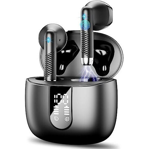 Wasart Wireless Earbuds, Bluetooth 5.3 Headphones In-Ear With Cvc8.0 Noise Cancelling Mic, 40H Bluetooth Ear Buds With 14.2Mm Driver Stereo, Wireless Earphones Ip7 Waterproof For Android/Ios, Black