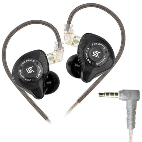 Concept Kart Kz Edx Pro X Wired Iem Earphone, 10Mm Super-Linear Dynamic Driver In-Ear Monitor, Detachable Cable Design, Professional-Grade Oxygen-Free Copper Cable. (Black)