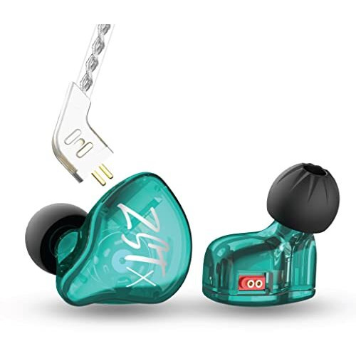 Concept Kart Kz Zst X Wired Iem Earphone With Mic, Hybrid Balance Armature With Dynamic (1Ba+1Dd) In-Ear Monitor Earbuds/Headphones With Detachable Cable For Musician Audiophile (Zstx With Mic, Cyan)