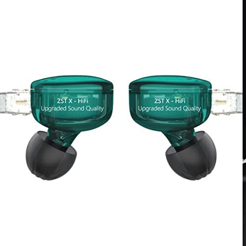 Concept Kart Kz Zst X Wired Iem Earphone With Mic, Hybrid Balance Armature With Dynamic (1Ba+1Dd) In-Ear Monitor Earbuds/Headphones With Detachable Cable For Musician Audiophile (Zstx With Mic, Cyan)