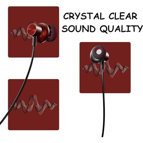 Jgd Boom J4 Bluetooth Earphones With 13Mm Drivers, Rich Music Experience, 25 Hours Playtime, Type C Fast Charging, Neckband Earphones With Magnetic Earpiece,Voice Assistant And Mic (Red)