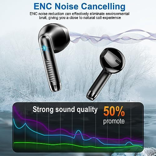 Wasart Wireless Earbuds, Bluetooth 5.3 Headphones In Ear With Hi-Fi Stereo, 40H Ear Buds With 4 Enc Noise Cancelling Mics, Ip7 Waterproof Wireless Earphones Led Display Usb-C For Android/Ios, Black