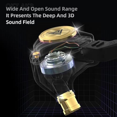 Qkz Ak3 Wired Iem With Mic, 10Mm Dynamic Driver For Hi-Res Audio, Titanium-Plated Ball-Top Pet Diaphragm, 3.5Mm Ofc Cable With Hd Mic For Gamers Wired Iem For Audiophile & Musicians (Black)