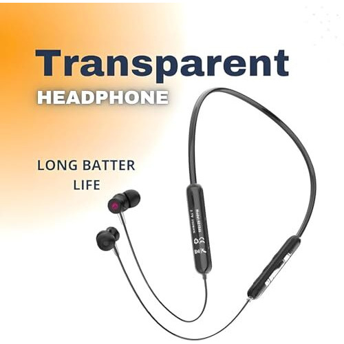 Jgd Premium Gt Neckband Exclusive Transparent Design, 4 Voice Modes For Calls, 25 Hrs Playtime, Smart Voice Assistance, Hd Sound & Rich Bass, Bluetooth Earphones With Type C Fast Charging (Black)