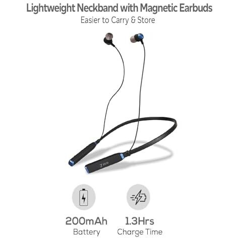 Jgd Boom J2 Bluetooth 5.0 Neckband With Up To 25 Hours Playtime And Hi-Fi Stereo Sound In Ear Neckband, Magnetic Earpiece,Voice Assistant With Mic (Blue)
