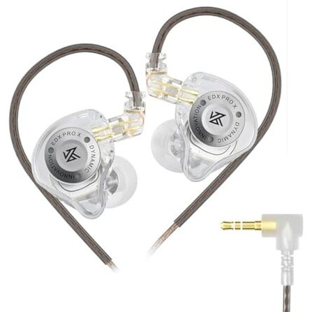 Concept Kart Kz Edx Pro X Wired Iem Without Mic, 10Mm Super-Linear Dynamic Driver In-Ear Monitor, Detachable Cable Design Earphone, Professional-Grade Oxygen-Free Copper Cable. (Crystel)