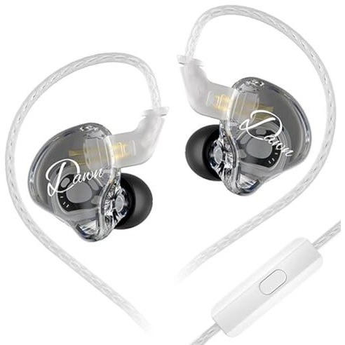 Kz Dawn In Ear Monitor Earphone With Mic, Super-Linear Dynamic Driver, Enhanced Soundstage Iem Earphones With Silver-Plated And Ofc Cable Options (Siver Cable, Mic)