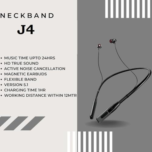 Jgd Boom J4 Bluetooth Earphones With 13Mm Drivers, Rich Music Experience, 20 Hours Playtime, Type C Fast Charging, Neckband Earphones With Magnetic Earpiece,Voice Assistant And Mic (Grey)
