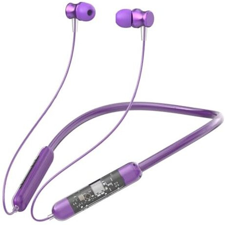 Jgd Premium Gt Neckband Exclusive Transparent Design, 4 Voice Modes For Calls, 25 Hrs Playtime, Smart Voice Assistance, Hd Sound & Rich Bass, Bluetooth Earphones With Type C Fast Charging (Purple)