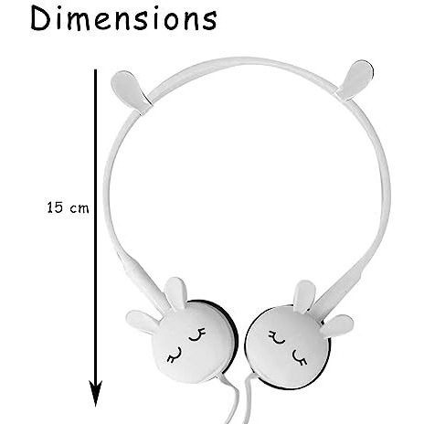 Funblast Earphone For Kids - Cute Rabbit Wired Earphone, Headphones For Kids Girls Gifts Headphone For Smartphone, Gaming Headphone, Stereo Earphone, Stylish Headphones For Girls/Boys (White)