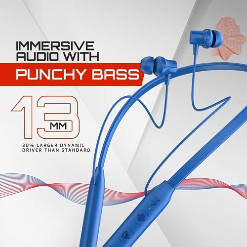 Bell Blbhs123 Bluetooth Wireless Neckband In Ear Earphone Headset With Deep Bass, 30H Play Time Stereo Sound With Magnetic Earbuds & Passive Noise Cancellation Neckband