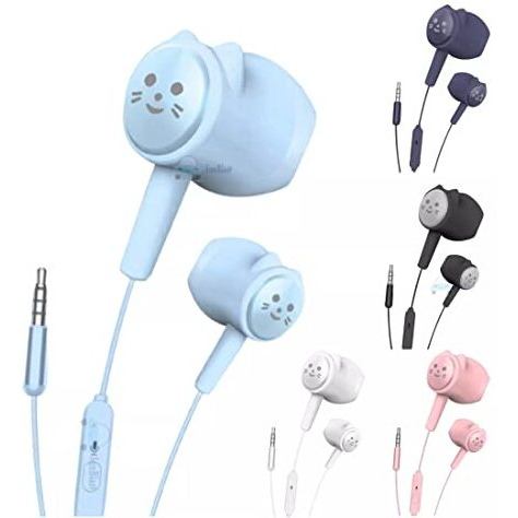 Funblast Earphone For Kids  Colorful Cat Design Earphone For Girls, Stylish Stereo Earphones Wired With Mic For Girls/Boys, Earphone For Gaming, Best Gifts For Birthday