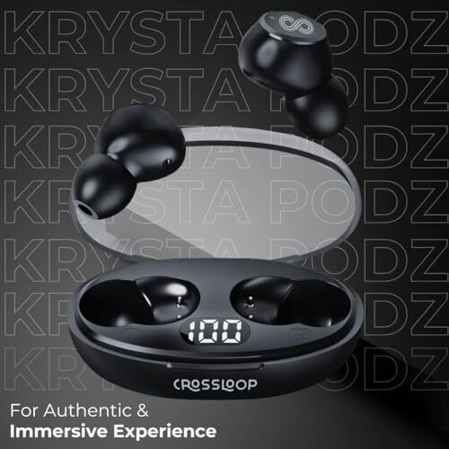 Crossloop Krysta Podz Tws Earbuds With Mic, Touch Control, Bluetooth 5.3, Ipx4 Water & Sweat Resistant, Voice Assistant, Auto Pairing, Range 10M, Type C Charging, Immersive Sound. (Black)
