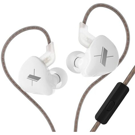 Concept Kart Kz Edx 1Dd Composite Magnetic Dynamic Driver Hifi In-Ear Wired Earphone Iem With Detachable 2 Pin Cable With Mic (White, 0.75Mm, 10Mm )