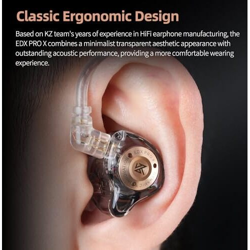 Kz Edx Pro X In Ear Monitor Wired Headphones, Hifi Stereo Iem, Dynamic Driver Earphones With Detachable Cable, Deep Bass Noise Isolating Earbuds For Singers Musicians Drummers Audiophile (Mic, Black)