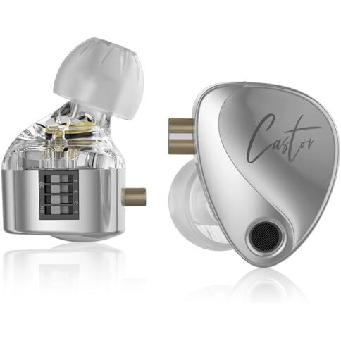 Kz Castor Wired Iem In-Ear Headphones With Mic |Dual Dynamic Driver In Ear Monitor, 4 Tuning Switches Iem,2Pin Detachable Cable (Harman Target With Mic)