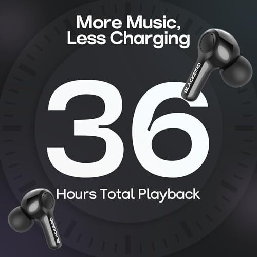 Blackbird Audio Tws Bluetooth Earbuds With Digital Power Display | Smart Touch Controls | Matte Black Finish | Wireless Earbuds With Enc | Crystal Clear Sound For Music And Calls
