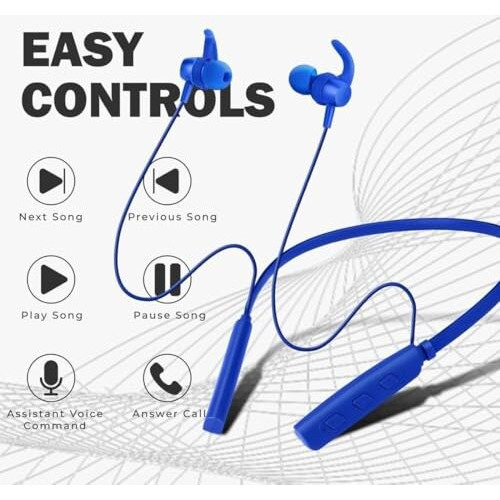 Bouncefit 295 Wireless Blutooth Neckband, 35Hrs Battery, Fast Charge, Ipx7, Dual Pairing, Low Latency, Magnetic Earbuds, Noise Cancellation, With Mic Earphones (Blue)