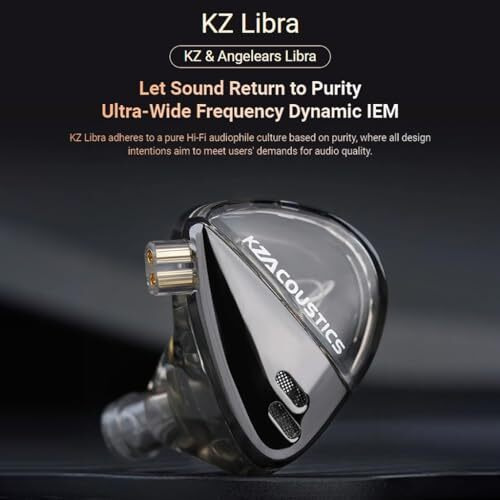 Kz Angelears Libra Iem High-Resolution Version, With Mic Earphone, Ultra-Wideband Dynamic Driver In-Ear Monitor, Exceptional Noise Isolation Shell, Ergonomic Resin Cavity.