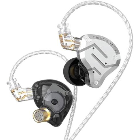 Kz Zs10 Pro In-Ear Monitor Earphone With Mic Hybrid Driver Setup Iem (4 Balanced Armature+1 Dynamic Driver) 2Pin 0.75Mm Connector Detachable Cable 3.5Mm Gold Plated Plug For Singers, Musician (Mic)