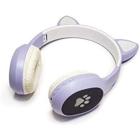 Wk Life Born To Live- K10 Original With Bis Certified 5.3V Type C Jack Wireless/Wired Kids Headphones With Mic For Girls/Boys Gifts Cat Ear Bluetooth Online Learning School-Purple