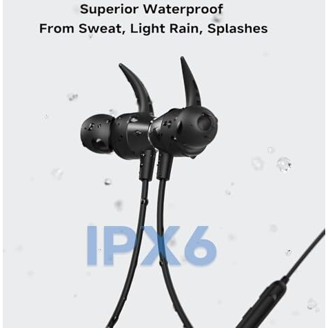 Bouncefit 295 Wireless Blutooth Neckband, 35Hrs Battery, Fast Charge, Ipx7, Dual Pairing, Low Latency, Magnetic Earbuds, Noise Cancellation, With Mic Earphones (Black)