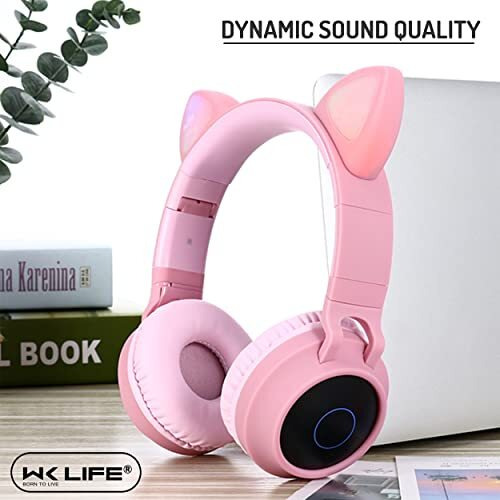 Wk Life Born To Live-K9- Original With Bis Certified 5.3V. Type C Jack Kids Headphones With Mic Upto 30 Hours Play Time With 800 Mah Battery- Pink