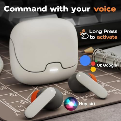 True Wireless Stereo In Ear Earbuds With Quad Mic Enc | Low Latency Gaming | Type-C Fast Charging | 100 Hours Long Playtime Charging Case | Bluetooth 5.3 Earbuds Tws[ Ivory ]