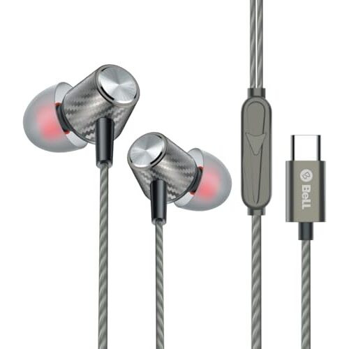 Bell Blhfk512 Earphone Hd Audio, Clear Calls, Magnetic Earbud, Ergonomic Fit With Mic, Tangle Free & Type-C Interface Audio Jack, Play Start/Stop Switch | Earphones For Mobile Phone/Tablet/Laptop