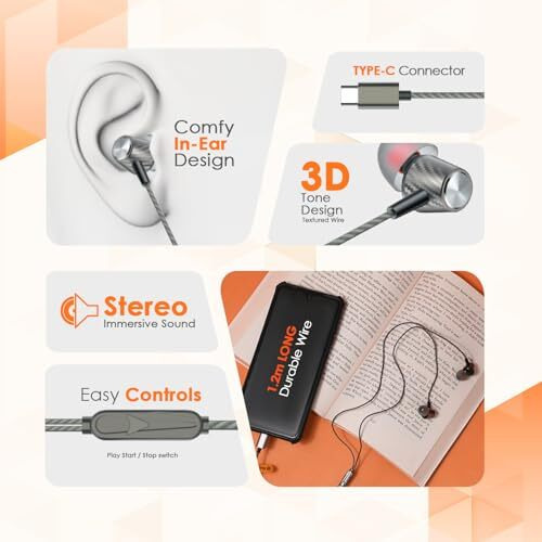 Bell Blhfk512 Earphone Hd Audio, Clear Calls, Magnetic Earbud, Ergonomic Fit With Mic, Tangle Free & Type-C Interface Audio Jack, Play Start/Stop Switch | Earphones For Mobile Phone/Tablet/Laptop