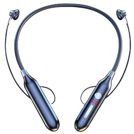 Ifast Digital Display Bluetooth Wireless Neckband Earphone| Hi Fi Stereo Sound | Up To 100 Hours Music Playtime |Headphoes That Can Output To Speakers | Magnetic Earbuds, Noise Cancellation [ Black ]